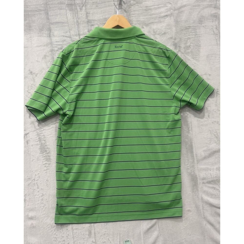 Kartel Polo Shirt Mens Large Blue Striped Short Sleeve Performance Ireland Golf - Picture 9 of 10